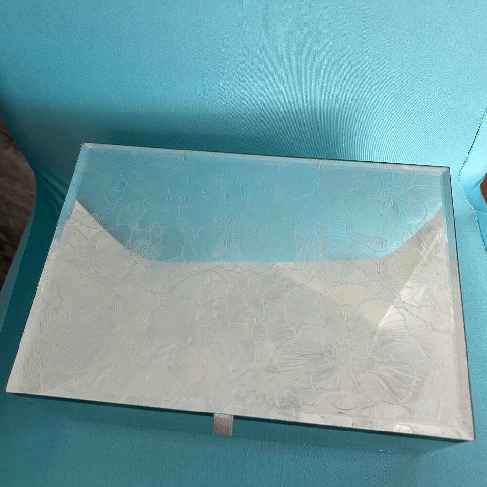 Etched Mirror Glass w/ Floral Design = Jewelry Box = Showstopper